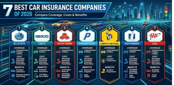 7 Best Car Insurance Companies of 2026: Compare Coverage, Costs & Benefits